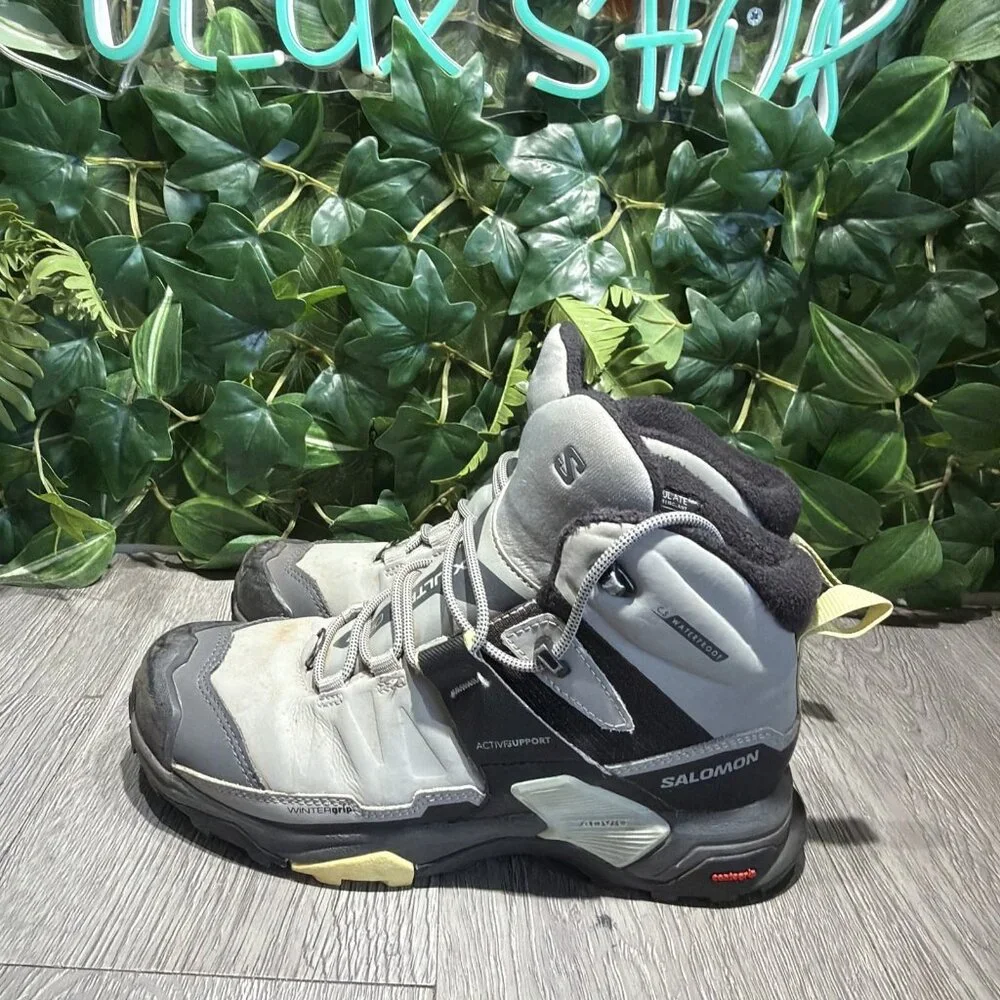 Salomon X Ultra 4 Mid Winter Clima TS CSWP H2OPROOF Grey Black Hiking Boots Sz 6